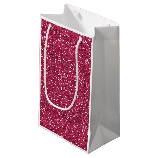 Stilvoller rosa Glitzer Kleine Geschenktüte (Vorderseite Schrägansicht)