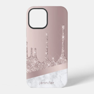 Stilvoller rosa Goldglitter-Tropfenmarmor individu iPhone 12 Hülle