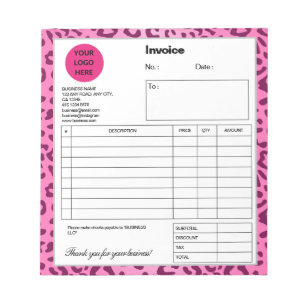 Stilvoller rosa Leopardenmuster Rechnung Notizblock