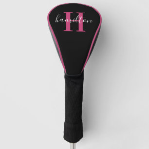 Stilvoller rosa Monogramm-Name Anfangsbuchstabe Golf Headcover