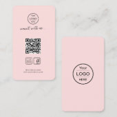 Stilvoller rosa QR Code für Instagram & Facebook Visitenkarte (Vorne/Hinten)