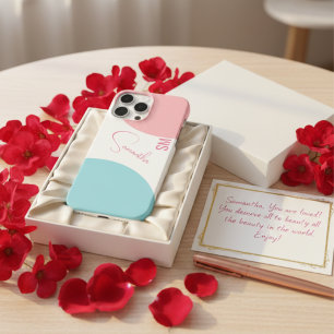 Stilvoller rosa und blauer abstrakter benutzerdefi iPhone 16 pro max hülle