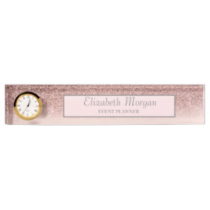 Stilvoller Roségold-Glitter-Bokeh-Ombre-Rahmen Namensplakette