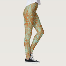 Stilvoller rostgrüner Pariser Toile-Design Leggings