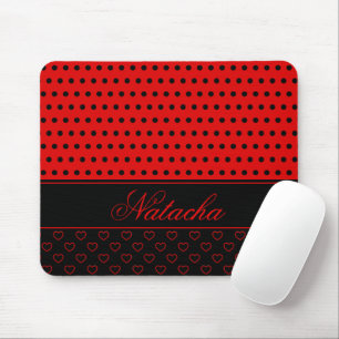 Stilvoller Rot- und Schwarzpolka-Dots-Individuelle Mousepad