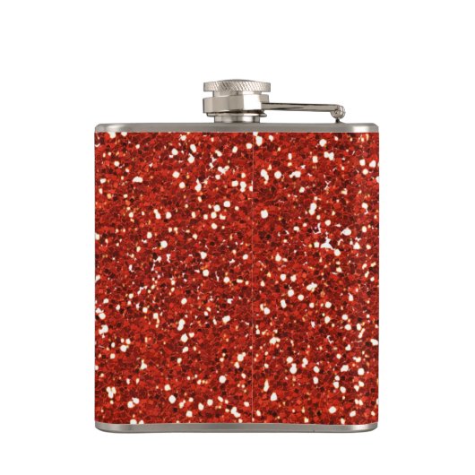 Stilvoller   roter Glitzer Flachmann (Rückseite)