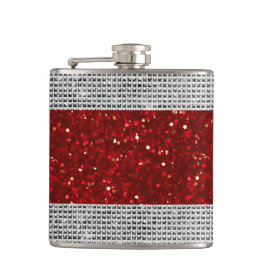 Stilvoller Roter Glitzer Liquor Vinyl Wrapped Flas Flachmann