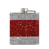 Stilvoller Roter Glitzer Liquor Vinyl Wrapped Flas Flachmann (Rückseite)