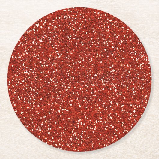 Stilvoller roter Glitzer Runder Pappuntersetzer (Vorderseite)