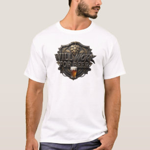 Stilvoller roter WILL WORK FOR BEER Text Design T-Shirt