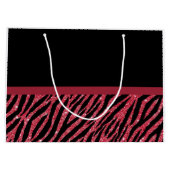Stilvoller roter Zebra-Druck IMITAT Glitz-Bogen Große Geschenktüte (Rückseite)