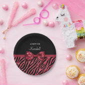 Stilvoller roter Zebra-Druck IMITAT Glitz-Bogen Pappteller (Party)