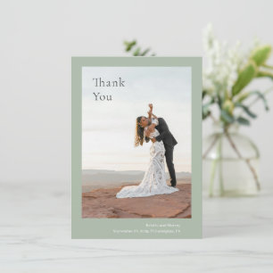 Stilvoller, salbeigrüner moderner Hochzeit Dankeskarte