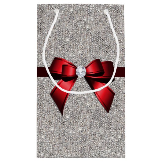 Stilvoller schillernder Paillette-Bogen u. Band Kleine Geschenktüte (Rückseite)
