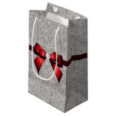 Stilvoller schillernder Paillette-Bogen u. Band Kleine Geschenktüte (Vorderseite Schrägansicht)