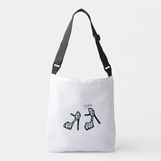 Stilvoller Schuh-Druck - aquamarines kariertes Tragetaschen Mit Langen Trägern (Vorderseite)