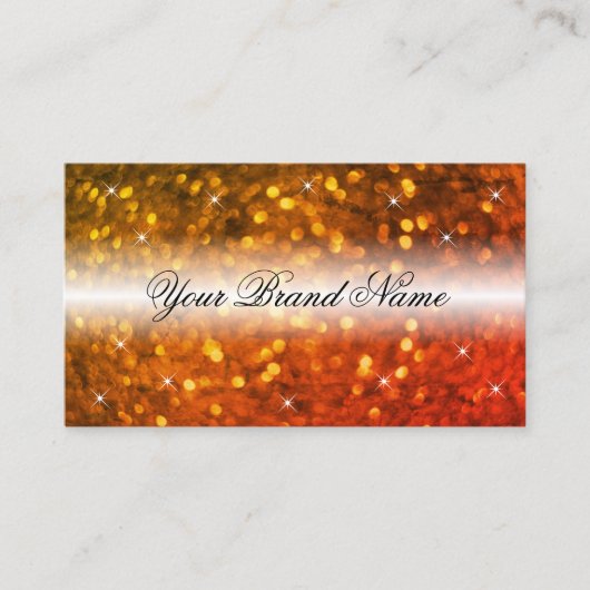 Stilvoller Schwarz Orange Sparkling Glitzer Glamou Visitenkarte (Vorderseite)