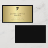 Stilvoller Schwarz-und Goldmonogramm-Glamour Visitenkarte (Vorne/Hinten)