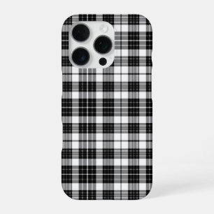 Stilvoller Schwarz-Weiß-Monochrom-Tartan-Karorock iPhone 16 Pro Hülle