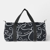 Stilvoller Schwarz-weißer Bow-Muster-Individuelle Duffle Bag (Vorderseite)