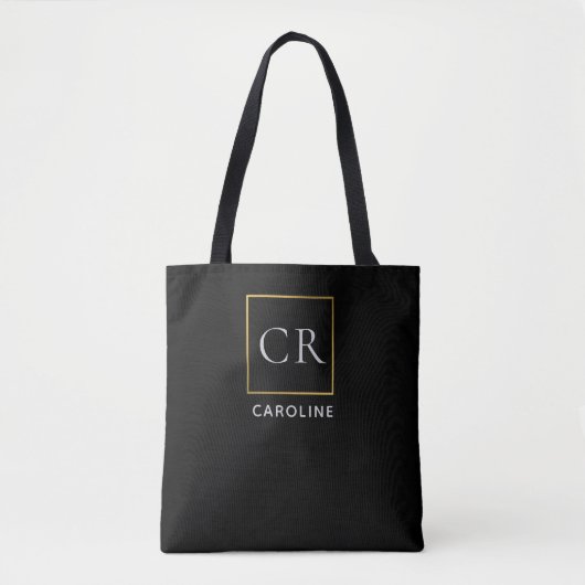 Stilvoller schwarzer moderner personalisierter  tasche (Vorderseite)