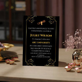 Stilvoller Schwarzer Uni-Abschluss Einladung