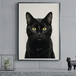 Stilvoller Schwarzkatzen-Illustrationsposter Poster