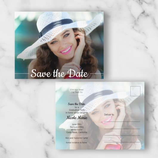 Stilvoller Script-Foto-Abschluss Save the Date Postkarte