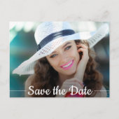 Stilvoller Script-Foto-Abschluss Save the Date Postkarte (Vorderseite)