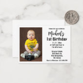 stilvoller Script-Junge Einladung zum 1. Geburtsta (Vorderseite/Rückseite Beispiel)