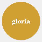 Stilvoller Senfgelber schlichter individuelle Name Runder Aufkleber (Vorderseite)