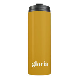 Stilvoller Senfgelber schlichter individuelle Name Thermosbecher