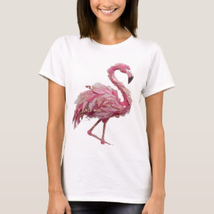 Stilvoller Silber FLAMINGO modernes Design T-Shirt