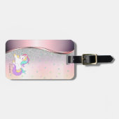 Stilvoller Silberner Glitzer Bokeh, Einhorn, Stern Gepäckanhänger (Vorderseite horizontal)