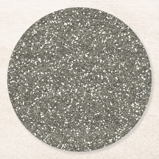 Stilvoller silberner Glitzer Runder Pappuntersetzer (Vorderseite)