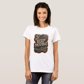 Stilvoller Silberner KEEP MOVING Druck T-Shirt (Vorne ganz)