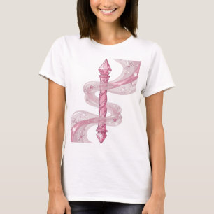 Stilvoller Silberner ROSA KRISTALLSTAB Grafikdesig T-Shirt