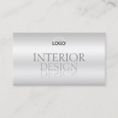 Stilvoller Silver Chic Mirror Schriftart mit Logo Visitenkarte (Vorderseite)