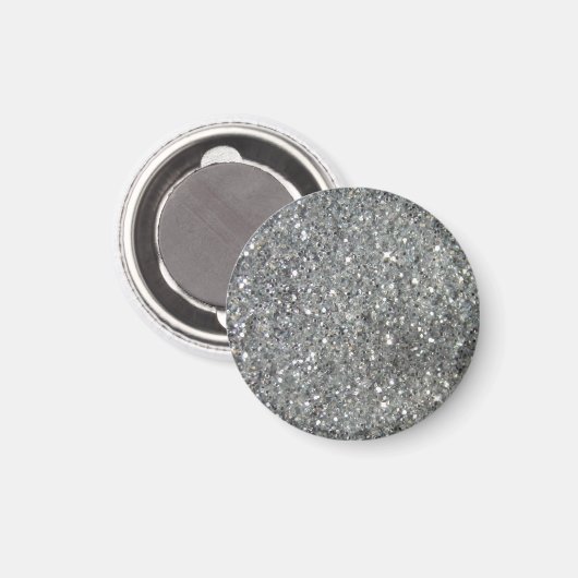 Stilvoller Silver Glitzer Glitz Print Magnet (Vorderseite/Rückseite)
