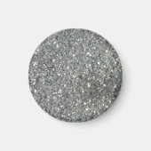 Stilvoller Silver Glitzer Glitz Print Magnet (Vorne)