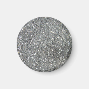 Stilvoller Silver Glitzer Glitz Print Magnet