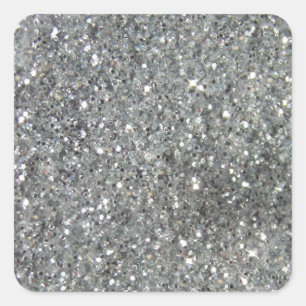 Stilvoller Silver Glitzer Glitz Print Quadratischer Aufkleber