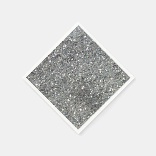 Stilvoller Silver Glitzer Glitz Print Serviette (Ecke)