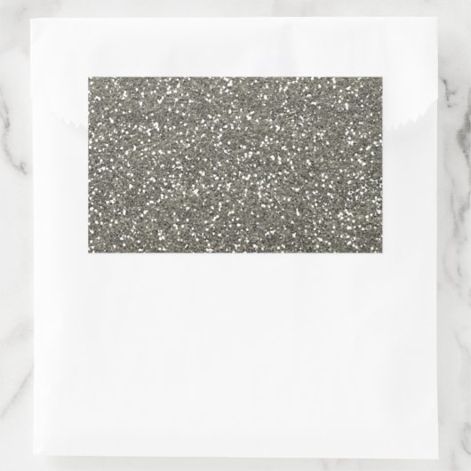 Stilvoller Silver Glitzer Rechteckiger Aufkleber (Tasche)