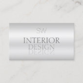 Stilvoller Silver Mirror-Schriftart mit Monogram M Visitenkarte (Vorderseite)