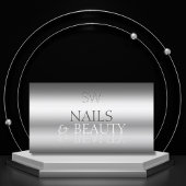 Stilvoller Silver Mirror-Schriftart mit Monogram Visitenkarte