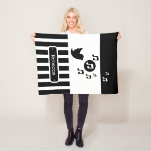 Stilvoller Singvogel-Schwarz-weiße personalisiert Fleecedecke