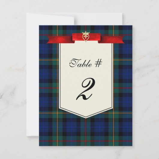 Stilvoller Smith Tartan Kariert Wedding Tischnumme Einladung (Vorderseite)