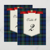 Stilvoller Smith Tartan Kariert Wedding Tischnumme Einladung (Vorne/Hinten)