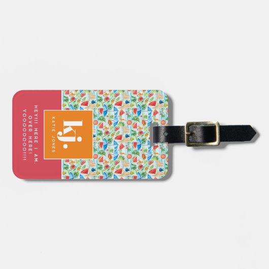 Stilvoller Sommer | Funny Personalisiert Monogram Gepäckanhänger (Vorderseite horizontal)